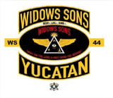 Widows Sons Yucatan Masonic lodge emblem with gold wings and Meet on the Level motto
