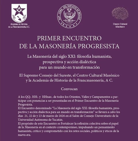 Cartel del Primer Encuentro de la Masonería Progresista, 21-23 de noviembre de 2020
