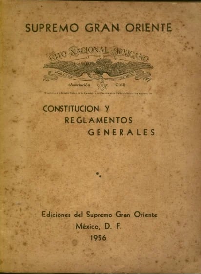 Portada de la Constitución y Estatutos del Supremo Gran Oriente, edición de 1956, México